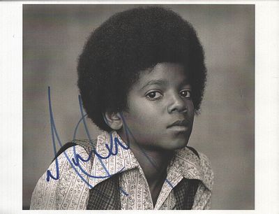 Michael Jackson signed 10X8 inch black and white photo Young Image