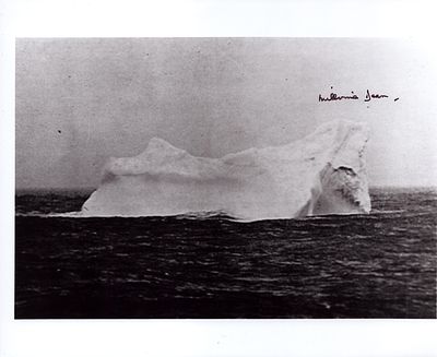 Millvina Dean signed 10x8 photo of the actual iceburg that struck the Titanic. Dean was the 