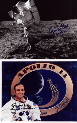 Edgar Mitchell Signed Collection of x2 10x8 Photographs. Edgar Mitchell: 6th Man on the moon.