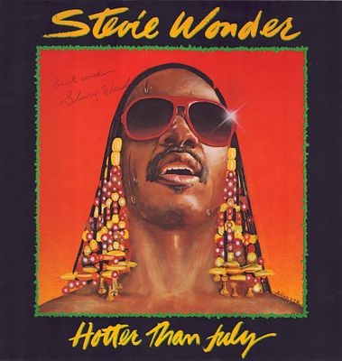 Stevie Wonder signed 1980 vinyl album Hotter Than July.