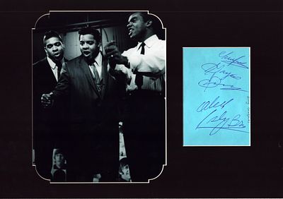 The Isley Brothers signed album page along with a black & photo on a 16x12 mounted dispay.