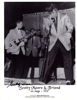 Scotty Moore signed 10x8 black and photo.