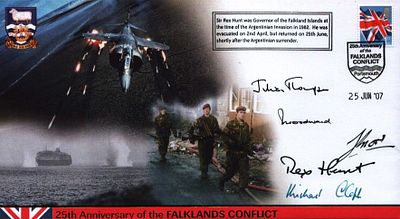 Falklands War Military FDC Multiple signed inc Rex Hunt VIPS rare 194 of 200. Anniversary of 