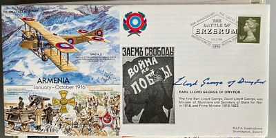 WW1 Earl Lloyd George of Dwyfor, 4th Earl signed cover The Great War 18 80th ann Armenia 