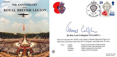 UK Politics James Callaghan signed Royal British Legion 75th Anniversary, 1996. Former Prime 