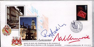 Labour MPs Neil Kinnock Roy Hattersley signed, Leicester twin city European parliament third 