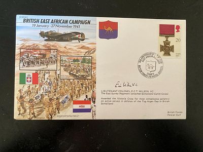 WW2 Victoria Cross Eric Wilson VC signed RAF cover East African Campaign 50th Ann. In August 