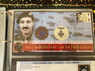 Victoria Cross Bill Speakman VC Eric Wilson VC signed Mjr R Cain VC Arnhem cover. 150th ann of 