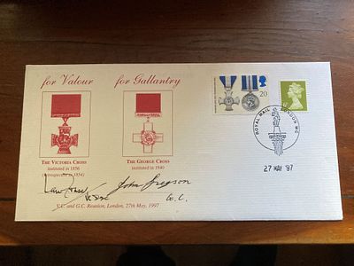 Victoria Cross WW2 Ian Fraser VC John Gregson GC signed 1997 Gallantry cover. Good condition Est.