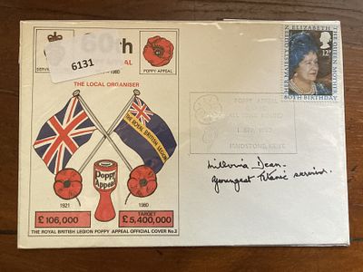 Youngest Titanic survivor Miss Millvina Dean signed rare 1980 Royal British Legion Cover 