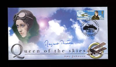 Margaret Thatcher Prime Minister signed 2003 Extreme Endeavours single value FDC Amy Johnson 