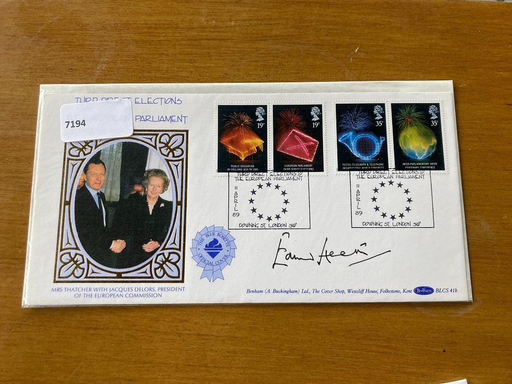 Prime Minster Edward Heath signed 1989 Benham Euro Elections official FDC BLCS41b. Sir Edward 