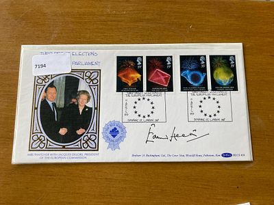 Prime Minster Edward Heath signed 1989 Benham Euro Elections official FDC BLCS41b. Sir Edward 