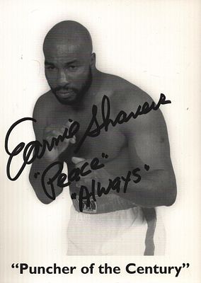 Earnie Shavers signed 7x5inch black and white photo.