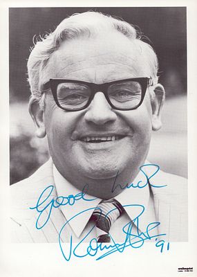 Ronnie Barker Signed 8X6 inch black and white photo