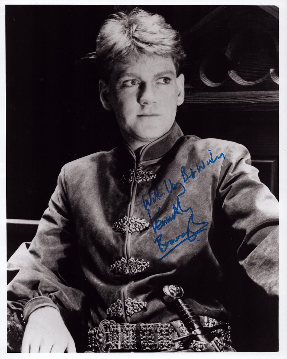 Kenneth Branagh signed 10X8 inch black and white Photo