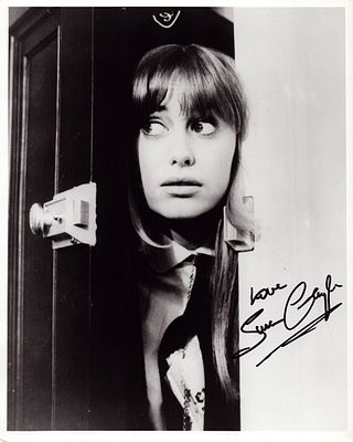 Susan George signed 10x8inch black and white photo.