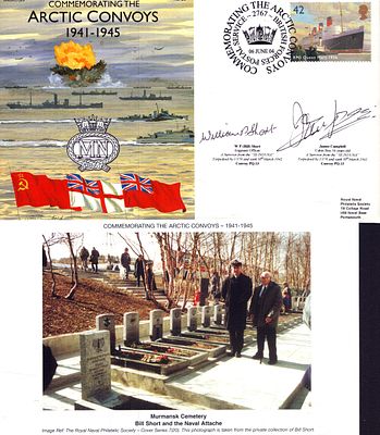 W P Short and James Campbell signed The Arctic Convoys FDC stamped June 2004, comes with a photo.