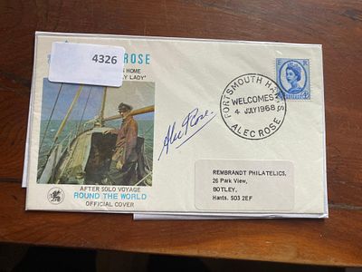 Round the World Yachtsman Alec Rose signed on his own Welcome Home 1968 cover. Good condition Est.