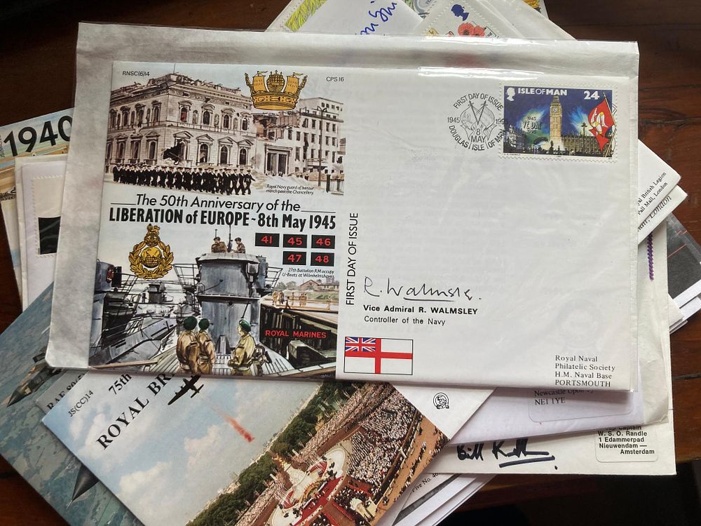 Navy Admiral R Walmley Controller of Navy signed rare 50th ann Liberation of Europe cover 