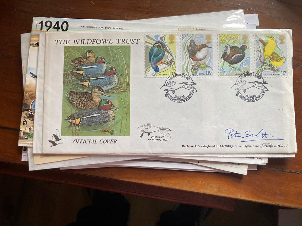 Sir Peter Scott signed 1980 Benham Birds FDC The Wildfowl and Wetlands Trust cover BOCS17. Good 