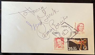 Boxing Carmen Basilio signed envelope PM Boxing July 13, 1991, Los Angeles CA 90045 US Olympic 