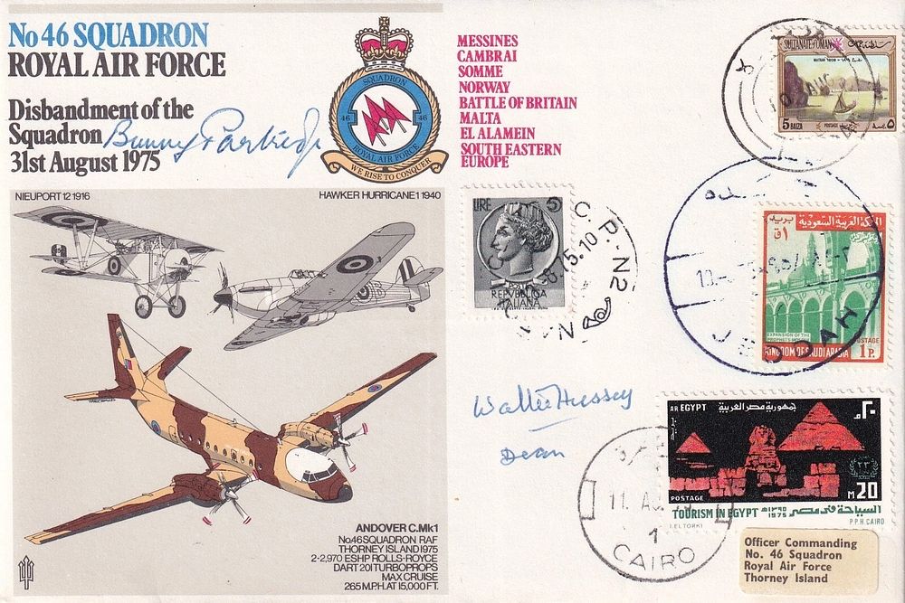 No 46 Sqn Signed WW1 Pilot A A Partridge 46 Sqn WW1 Pilot and Dr Hussey Dean. No 46 Squadron 