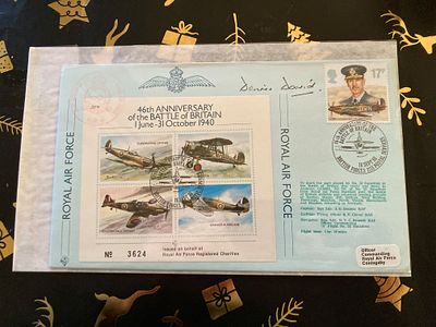 WW2 BOB ace Group Captain W. D David DFC AFC signed 46th ann BOB flown cover. 87 and 213 Sqn 