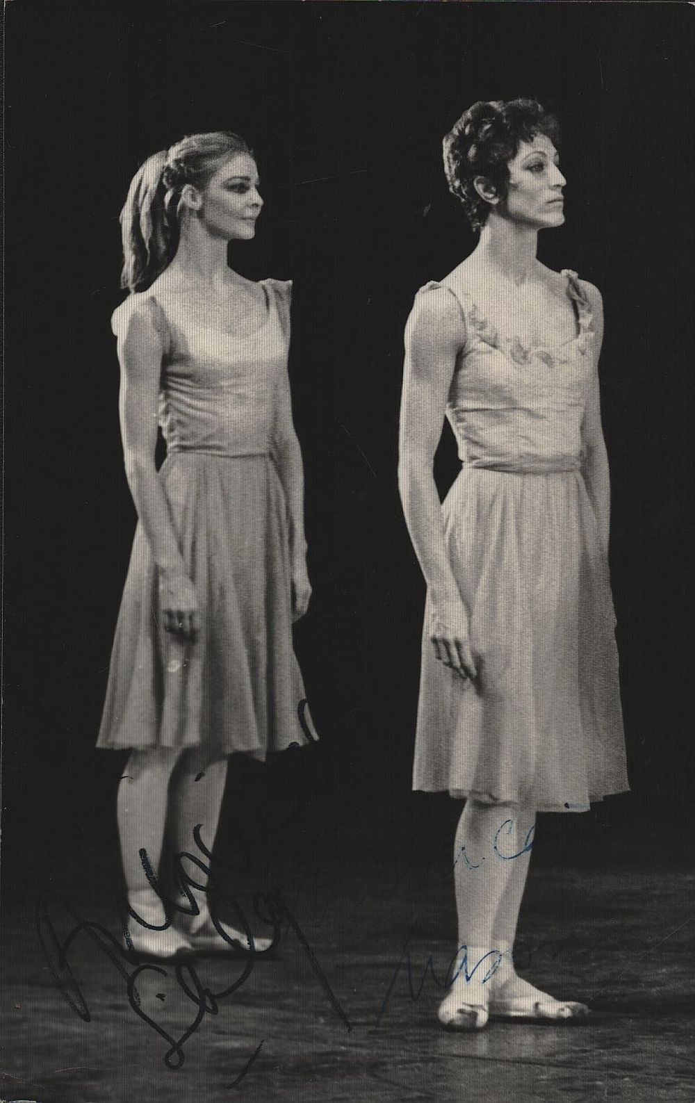 Antoinette Sibley and Monica Mason signed 6X4 inch black and white photo ballet dancers.