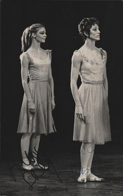 Antoinette Sibley and Monica Mason signed 6X4 inch black and white photo ballet dancers.