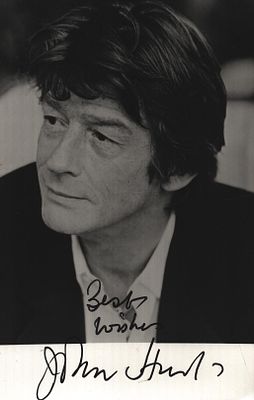 John Hurt signed 6X4 inch black and white photo.