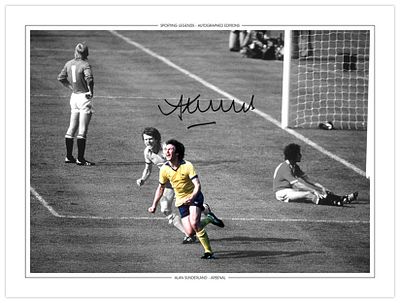 Autographed ALAN SUNDERLAND 16 x 12 Edition: An iconic image showing Arsenal centre-forward 