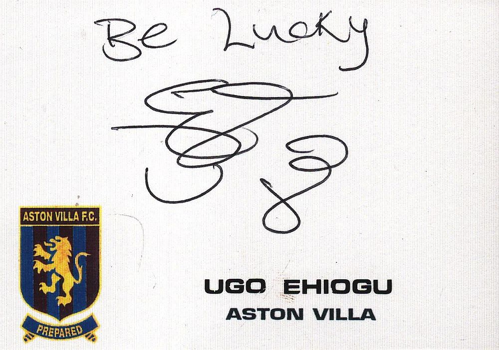 UGO EHIOGU (1972-2017) signed Aston Villa Card.