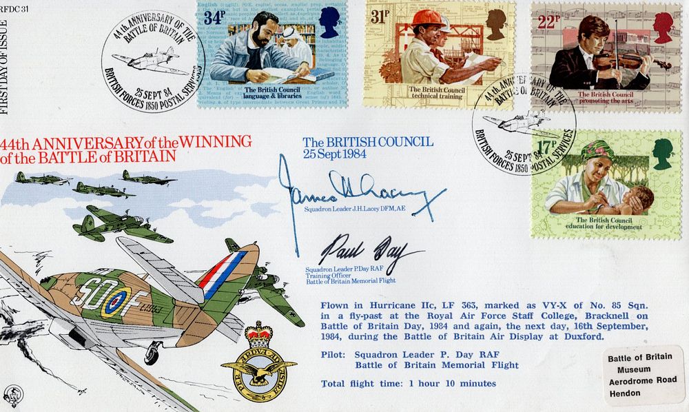 WW2 RAF Battle of Britain ace James 'ginger' Lacey DFM signed cover. Squadron Leader James 