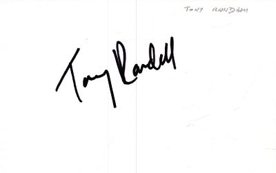 Tony Randall signed 6X4 inch white card.