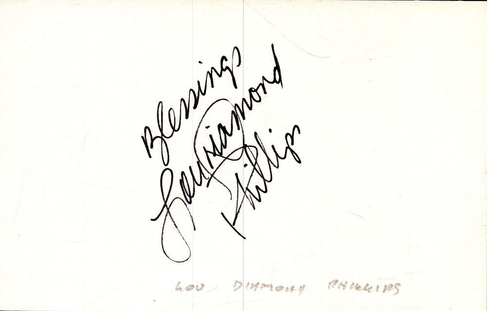 Lou Diamond Philips signed 6x4inch White card.