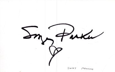 Suzy Parker signed 6x4 inch white card.
