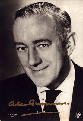 Alec Guinness signed 6X4 inch black and white.