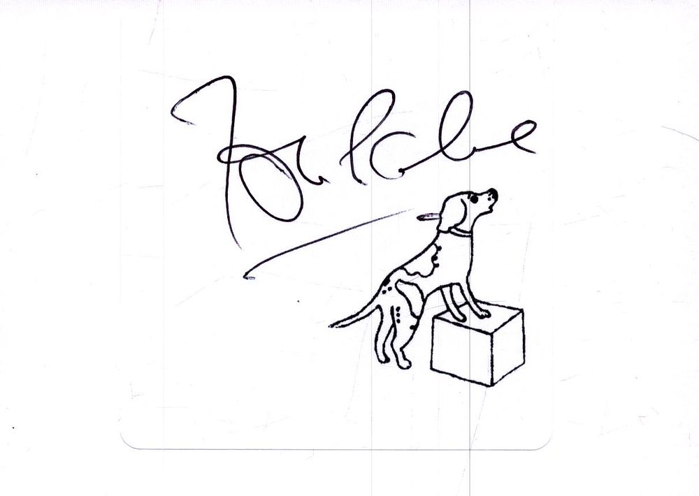Tom Palmer Signed 4X2 inch white card.