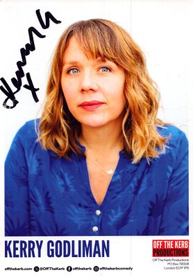 Kerry Godliman signed six by 4-inch colour photo.