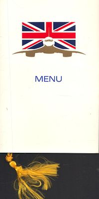 Concorde dinner menu
