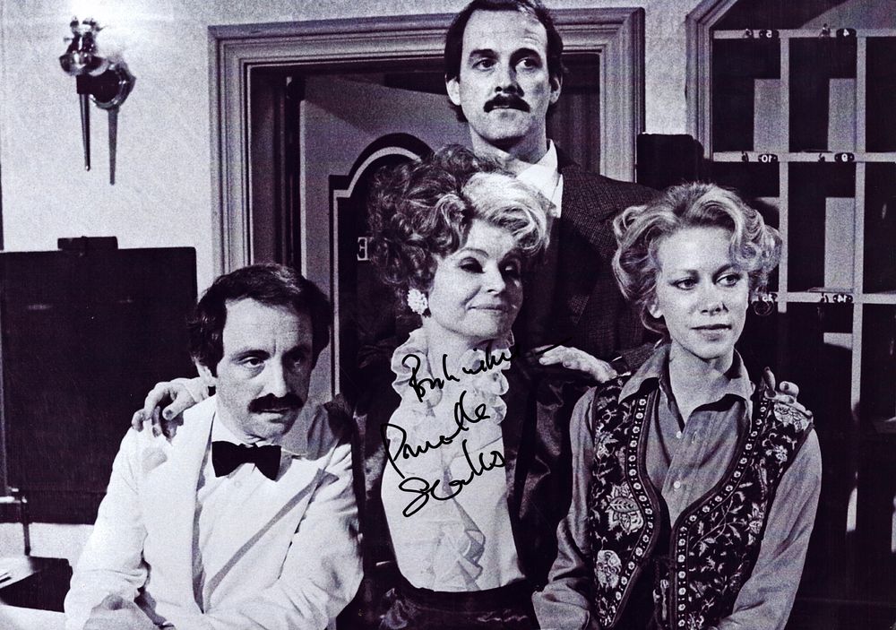 Prunella Scales signed 12X8 inch black and white photo from Fawlty towers