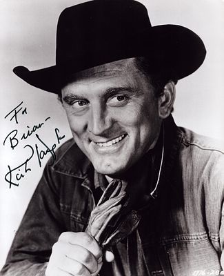 Kirk Douglas signed 10x8inch black and white photo Dedicated
