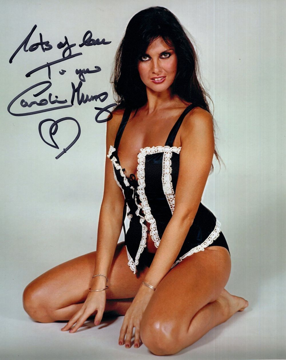 007 James Bond movie actress Caroline Munro signed very sexy lingerie colour 8x10 photo