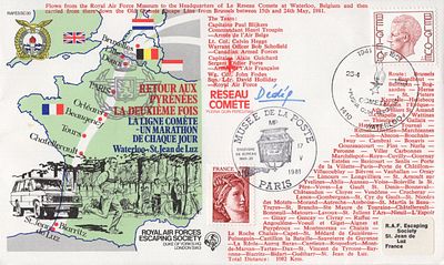 WW2 'Comete' Escape Line FDC signed by Comet line leader Andree de Jongh, codename 'Dedee'. 