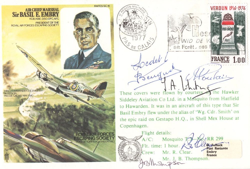 WW2 French Resistance, Historic Aviators cover signed by T.A Whiting who was Basil Embry's 