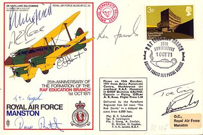 RAF Manston flown cover Rare Multiple signed variety SC38. 1 Oct 71 RAF Manston Flown in Domine 