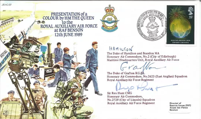 Falklands War Rex Hunt, Duke of Hamilton, Grafton signed RAF Benson flown cover. Duke of 