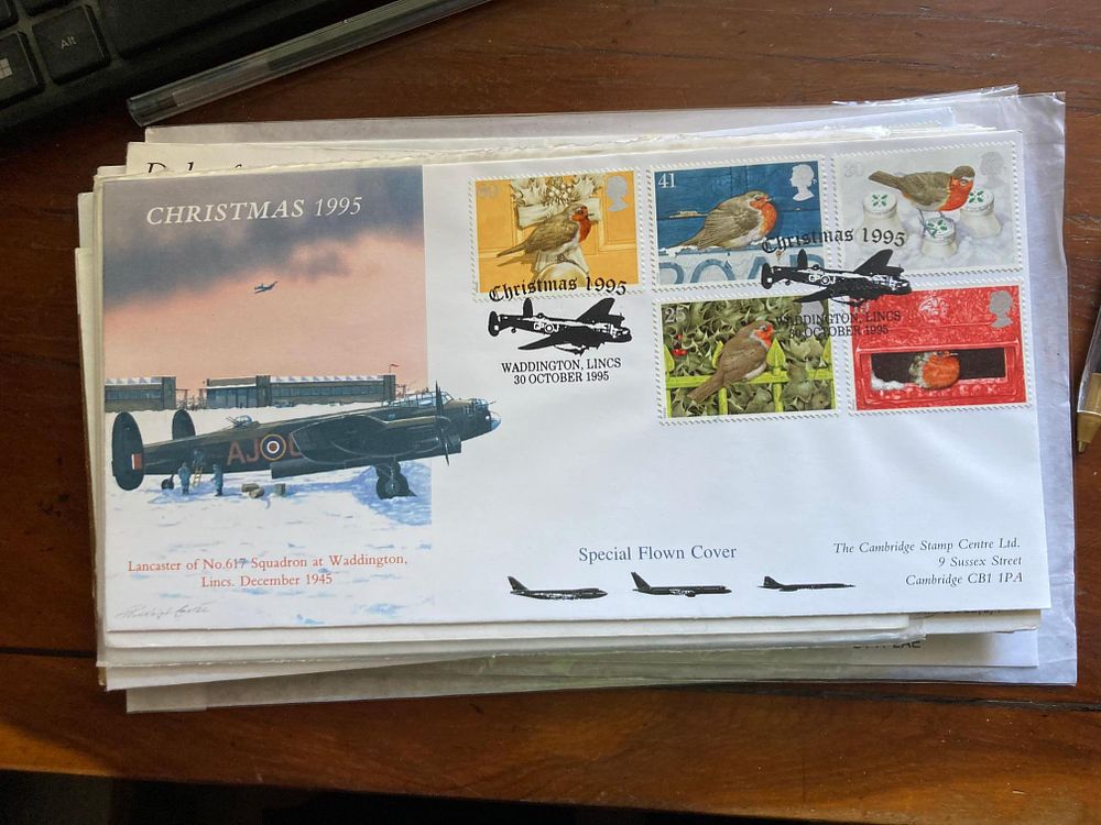 1995 Rare Christmas Flown FDC Waddington Lincs official cover Cambridge Stamps. Lancaster 617 