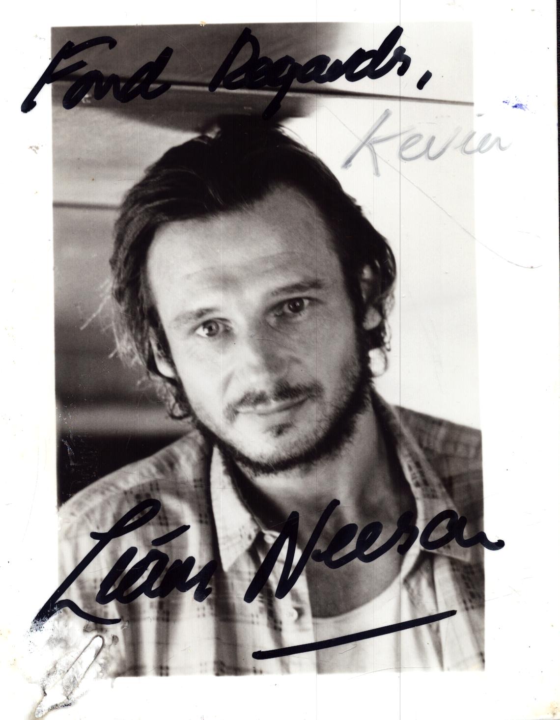 Liam Neeson signed 6x4 inch black and white photo